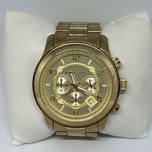 Michael Kors Runway MK8077 Men's Gold Stainless Steel Analog Dial Watch HME55 - Picture 2 of 11